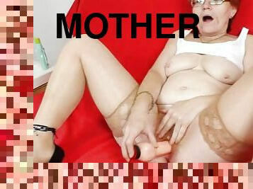 Mother solo in addition to a rubber cock