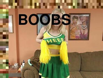 Kinky blonde cheerleader Skylar Madison shows boobs and gets fucked