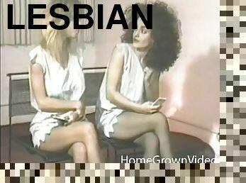 Big haired lesbians from the 80s wrestling and eating pussy