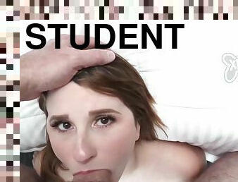 18yo student gets natural titties covered in cum after reality POV casting - Bess Breast