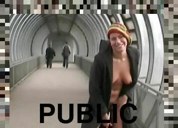 Public nudity with a hairy teen