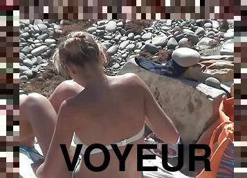 nudiste, en-plein-air, chatte-pussy, cam, plage, voyeur, rasé, caché, soutien-gorge, petits-seins