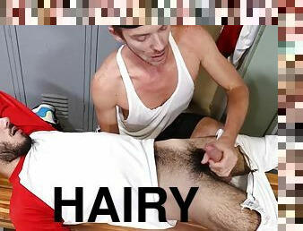 Hairy twink stepson gets a lesson on cock sucking