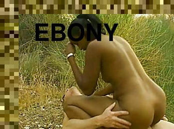 Ebony girl gets fucked from behind by White dude