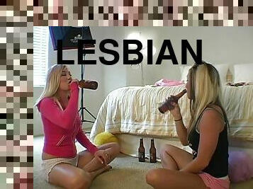 Blonde Lesbians Austin and Friend Getting Drunk