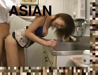 Sizzling Asian Girl Enjoying A Hardcore Doggy Style Fuck In A Kitchen