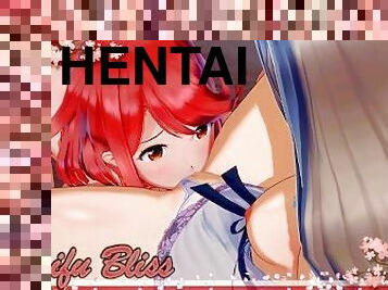 gros-nichons, orgasme, chatte-pussy, lesbienne, rousse, anime, hentai, seins, petite