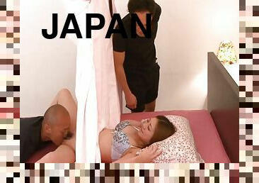 Multiple dudes play with a Japanese girl's pussy and nipples