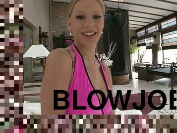 Bernice and Ann Marie show their butts and give a blowjob to Rocco