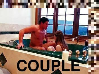 Couple takes a romantic bath together