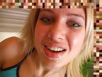 Hot Teen Britt Sucks Cock Until She Gets A Big Load Of Cum All Over Face