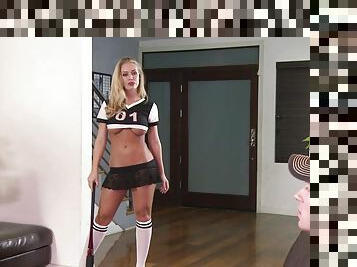 Sporty slut Nicole Aniston fucked in knee high athletic socks