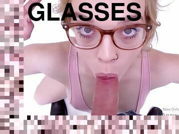 okulary, orgazm, amatorskie, laski, głębokie-gardło, casting, brudne, pov, sperma, blondynka