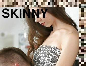 Closeup erotic shoot of skinny brunette anal being ravished