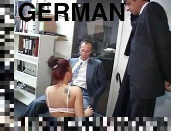 Horny German Secretary Pleasing Two Colleagues