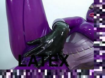 gros-nichons, jouet, blonde, fétiche, latex, solo