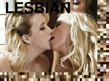 Three of the most elegant lesbian babes using their skillful tongues