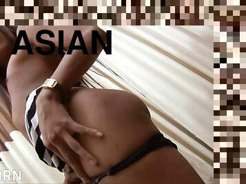 Big Dildo in the Ass of Sexy Thai Asian Ladyboy Kat