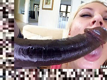 Huge Monster Cock Drilling a Blonde's Pussy in Interracial Porn Clip