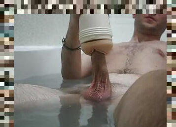 Fleshlight in the Bath - Scottish Guy Masturbates in the Bath with a Riley Reid Fleshlight