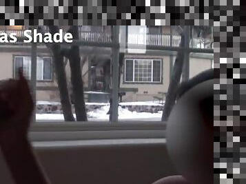 RISKY HANDJOB in front of a ski lodge window!