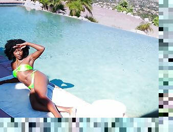 Ebony Nicole Kitt loves swimming and having hardcore sex. HD
