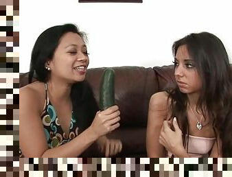 Indian milf teaches a sexy girl how to give a blowjob