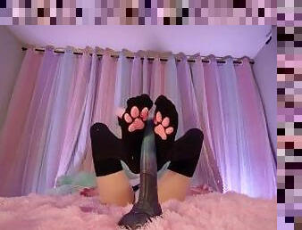 Making Bad Dragon Vector Cum With My Feet UwU. Feetplay Paw Socks, Fursuit, Mursuiter, Foot Fetish