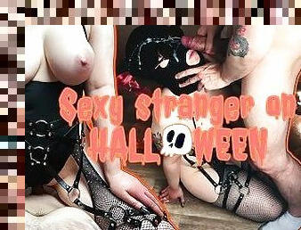 Fucked a Sexy Busty Stranger on Halloween and Cum All Over Her Face