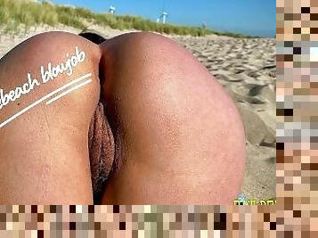 Nasty Indra gives hot smoking blowjob at Nude Beach