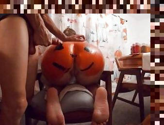Dick Painting , Smashed her pumpkin ass , Halloween treat CREAMPIE filling , pussy leaks cum