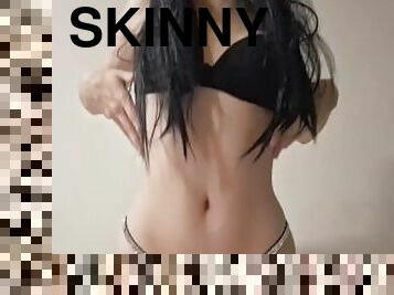 Hot skinny ass in shiny underwear