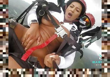The number 1 black actress from Colombia Mariana Martix goes paragliding masturbating nude - Outdoor