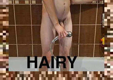 Quick late night shower before bed: HAIRY COCK, PEEING in the shower, PEEING in the bathroom 4K