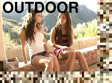 Alyssa Reece And Melissa Jacobs In Outdoor Lesbian Scene