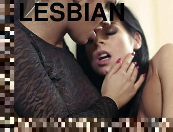 lesbian-lesbian, mainan, permainan-jari, stocking-stockings, pakaian-dalam-wanita, cantik, erotis, nilon, hak-tinggi