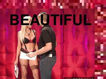 Beautiful pornstars charm in a reality show on stage