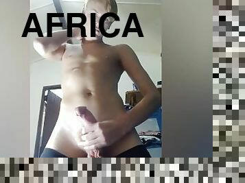 South African white twink wanking in undies