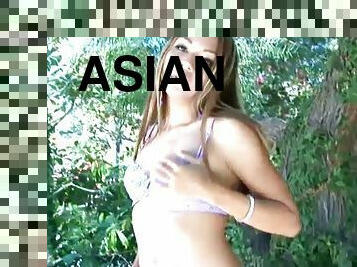 Nasty Asian girl Keeani Lei gets facialed after enjoying ardent DP
