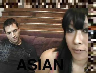 Stiff dick in her shaved cunt makes the Asian girl happy