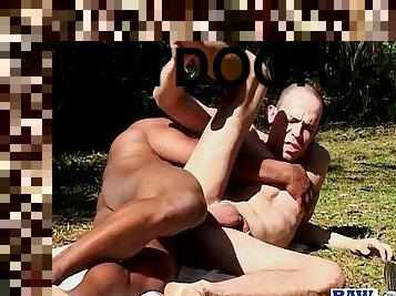 Hammering tight Brazilian ass outdoors