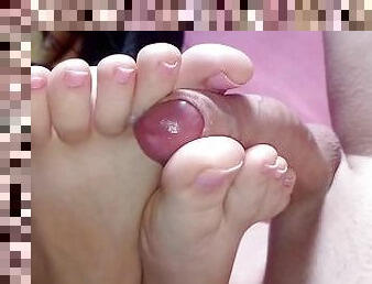 Footjob pink nails