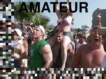 Amateur chicks wearing bikinis get caught on voyeur's cam on a beach