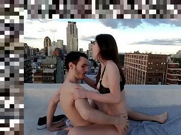 New Outdoor Public Sex On The Roof - Anyone Could See Us! - Hot Amateur With English Subtitles P1