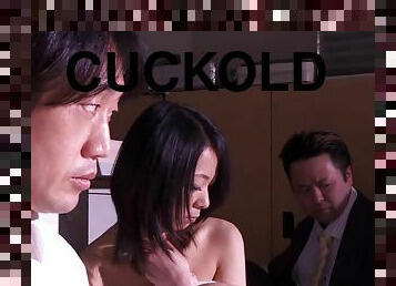 Asuka gets fondled and fucked from behind in hardcore cuckold scene