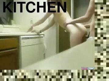 Moaning Doggystyle Quickie In The Kitchen