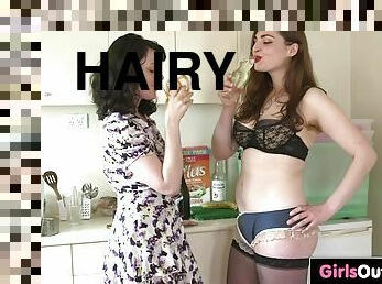 Hairy Aussie lesbian Holly licked and fingered