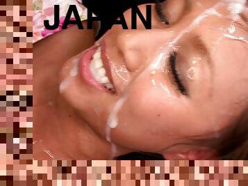 Japanese dame being gangbanged hardcore before getting facial cumshot