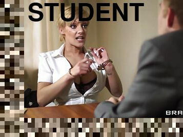 Blonde professor is fucked silly by a horny student