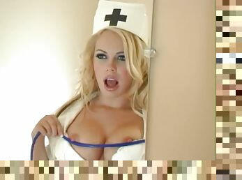 Blonde nurse with a hot ass enjoying a hardcore foursome